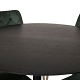 Dipp jídelní stůl - 115 cm - Černá dýha / černé nohy s mosazným dippem + Velvet Lyx Matstol - Matt Mässing / Mossgrön Sammet_4