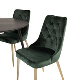 Dipp jídelní stůl - 115 cm - Černá dýha / černé nohy s mosazným dippem + Velvet Lyx Matstol - Matt Mässing / Mossgrön Sammet_4