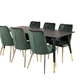 Dipp jídelní stůl - 180*90cm - Černá dýha / černé nohy s mosazným dippem +Velvet Lyx Matstol - Matt Mässing / Mossgrön Sammet_6