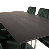 Dipp jídelní stůl - 180*90cm - Černá dýha / černé nohy s mosazným dippem +Velvet Lyx Matstol - Matt Mässing / Mossgrön Sammet_6