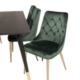 Dipp jídelní stůl - 180*90cm - Černá dýha / černé nohy s mosazným dippem +Velvet Lyx Matstol - Matt Mässing / Mossgrön Sammet_6