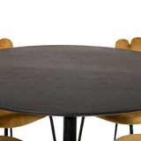 Jídelní stůl Dipp - 115 cm - Černá dýha / černé nohy s mosazným dippem + Limhamn Light - Židle - Gold Velvet_4