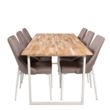 Cirebon Jídelní stůl 200*90cm - Teak / Bílá +Leone 2.0 Polar Grey - Bílé nohy _6