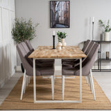 Cirebon Jídelní stůl 200*90cm - Teak / Bílá +Leone 2.0 Polar Grey - Bílé nohy _6