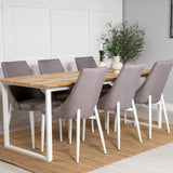 Cirebon Jídelní stůl 200*90cm - Teak / Bílá +Leone 2.0 Polar Grey - Bílé nohy _6