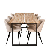 Cirebon Matbord - Svart / Naturträ - 200*90*H75+Velvet Matstol - Svart / Créme _