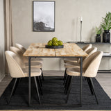 Cirebon Matbord - Svart / Naturträ - 200*90*H75+Velvet Matstol - Svart / Créme _