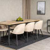 Cirebon Matbord - Svart / Naturträ - 200*90*H75+Velvet Matstol - Svart / Créme _
