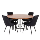Copenhagen - Jídelní stůl kulatý - Hnědá / Black+Velvet Deluxe Jídelní židle - Černé nohy / Black velvet_4