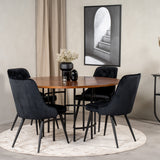 Copenhagen - Jídelní stůl kulatý - Hnědá / Black+Velvet Deluxe Jídelní židle - Černé nohy / Black velvet_4