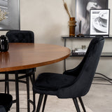 Copenhagen - Jídelní stůl kulatý - Hnědá / Black+Velvet Deluxe Jídelní židle - Černé nohy / Black velvet_4