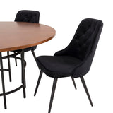 Copenhagen - Jídelní stůl kulatý - Hnědá / Black+Velvet Deluxe Jídelní židle - Černé nohy / Black velvet_4