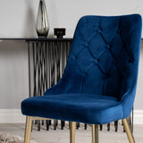 Dipp Jídelní stůl - 115 cm - Černá dýha / černé nohy s mosazným dippem - Velvet Deluxe Židle - Modrá/Matná mosaz noha 4