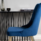 Dipp Jídelní stůl - 115 cm - Černá dýha / černé nohy s mosazným dippem - Velvet Deluxe Židle - Modrá/Matná mosaz noha 4