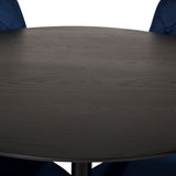 Dipp Jídelní stůl - 115 cm - Černá dýha / černé nohy s mosazným dippem - Velvet Deluxe Židle - Modrá/Matná mosaz noha 4