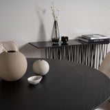 Jídelní stůl Dipp - 115 cm - Černá dýha / černé nohy s mosazným dippem + Jídelní židle Velvet Deluxe - Noha z broušené mosazi / Béžový Velvet_4