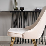 Jídelní stůl Dipp - 115 cm - Černá dýha / černé nohy s mosazným dippem + Jídelní židle Velvet Deluxe - Noha z broušené mosazi / Béžový Velvet_4