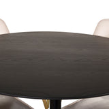 Jídelní stůl Dipp - 115 cm - Černá dýha / černé nohy s mosazným dippem + Jídelní židle Velvet Deluxe - Noha z broušené mosazi / Béžový Velvet_4