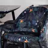 Zlatý rozkládací stůl - 180/220*85*H76 Černá dýha - Černé nohy - Mosazné detaily+Sametová jídelní židle - Černá Flower fabric_6