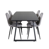 Inca Extentiontable - Černá deska / černá Nohy+Polar Jídelní Židle - Černé nohy / Světle šedá Velvet (ersätter 19902-885)_4