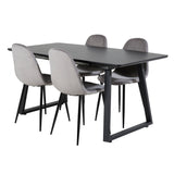 Inca Extentiontable - Černá deska / černá Nohy+Polar Jídelní Židle - Černé nohy / Světle šedá Velvet (ersätter 19902-885)_4