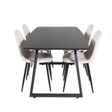 Inca Extentiontable - Černá horní deska / černé nohy + jídelní židle Polar - černé nohy / béžový samet (ersätter 19902-880)_4