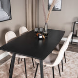 Inca Extentiontable - Černá horní deska / černé nohy + jídelní židle Polar - černé nohy / béžový samet (ersätter 19902-880)_4