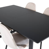 Inca Extentiontable - Černá horní deska / černé nohy + jídelní židle Polar - černé nohy / béžový samet (ersätter 19902-880)_4