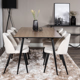 Jídelní stůl Silar - 180 cm - "Wood Look" melamin / černé nohy + sametová jídelní židle manšestr - béžová / černá_6