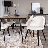 Jídelní stůl Silar - 180 cm - "Wood Look" melamin / černé nohy + sametová jídelní židle manšestr - béžová / černá_6