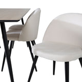 Jídelní stůl Silar - 180 cm - "Wood Look" melamin / černé nohy + sametová jídelní židle manšestr - béžová / černá_6