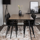 Jídelní stůl Silar - 180 cm - "Wood Look" melamin / černé nohy+jídelní židle Polar - černá / černá_6