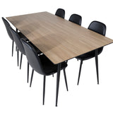 Jídelní stůl Silar - 180 cm - "Wood Look" melamin / černé nohy+jídelní židle Polar - černá / černá_6