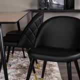 Jídelní stůl Silar - 180 cm - "Wood Look" melamin / černé nohy + sametová jídelní židle š. Stiches - PU - Black / Black_6