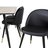 Jídelní stůl Silar - 180 cm - "Wood Look" melamin / černé nohy + sametová jídelní židle š. Stiches - PU - Black / Black_6