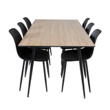 Jídelní stůl Silar - 180 cm - Melamin "Wood Look" / Černé nohy+Polar Plastová jídelní židle - Černé nohy / Černý plast_6