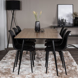 Jídelní stůl Silar - 180 cm - Melamin "Wood Look" / Černé nohy+Polar Plastová jídelní židle - Černé nohy / Černý plast_6
