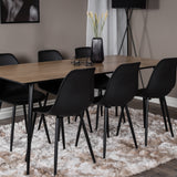 Jídelní stůl Silar - 180 cm - Melamin "Wood Look" / Černé nohy+Polar Plastová jídelní židle - Černé nohy / Černý plast_6