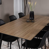 Jídelní stůl Silar - 180 cm - Melamin "Wood Look" / Černé nohy+Polar Plastová jídelní židle - Černé nohy / Černý plast_6