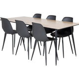Jídelní stůl Silar - 180 cm - Melamin "Wood Look" / Černé nohy+Polar Plastová jídelní židle - Černé nohy / Černý plast_6