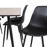 Jídelní stůl Silar - 180 cm - Melamin "Wood Look" / Černé nohy+Polar Plastová jídelní židle - Černé nohy / Černý plast_6