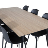 Jídelní stůl Silar - 180 cm - Melamin "Wood Look" / Černé nohy+Polar Plastová jídelní židle - Černé nohy / Černý plast_6