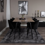 Jídelní stůl Silar - 180 cm - "Wood Look" melamin / černé nohy + sametová jídelní židle - černá / černá_6