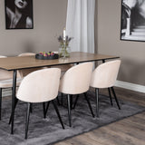 Jídelní stůl Silar - 180 cm - "Wood Look" melamin / černé nohy + sametová jídelní židle - béžová / černá_6