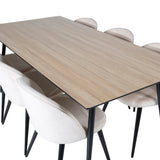 Jídelní stůl Silar - 180 cm - "Wood Look" melamin / černé nohy + sametová jídelní židle - béžová / černá_6