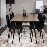 Jídelní stůl Silar - 180 cm - "Wood Look" melamin / černé nohy+jídelní židle Polar Diamond - černé nohy - Black Velvet_6