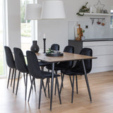 Jídelní stůl Silar - 180 cm - "Wood Look" melamin / černé nohy+jídelní židle Polar Diamond - černé nohy - Black Velvet_6