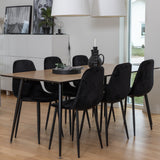 Jídelní stůl Silar - 180 cm - "Wood Look" melamin / černé nohy+jídelní židle Polar Diamond - černé nohy - Black Velvet_6