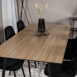 Jídelní stůl Silar - 180 cm - "Wood Look" melamin / černé nohy+jídelní židle Polar Diamond - černé nohy - Black Velvet_6