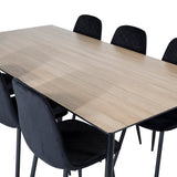 Jídelní stůl Silar - 180 cm - "Wood Look" melamin / černé nohy+jídelní židle Polar Diamond - černé nohy - Black Velvet_6